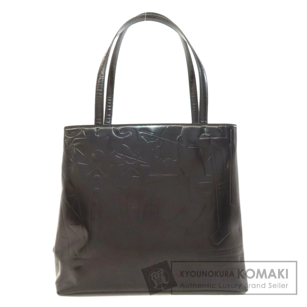 Prada logo embossed leather handbag